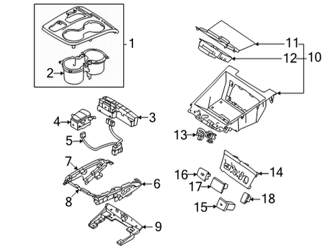 2022 Hyundai Tucson Console TRAY-FLOOR CONSOLE Diagram for 84632-N9110-NNB