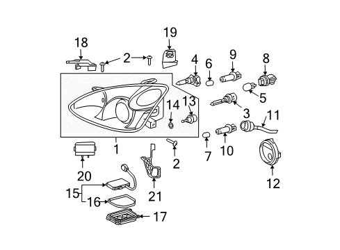 2006 Lexus RX330 Bulbs Headlamp Unit With Gas, Right Diagram for 81145-48210