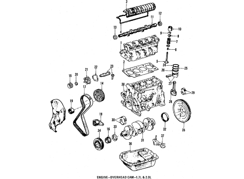 1987 Renault Alliance Engine Parts, Mounts, Cylinder Head & Valves, Camshaft & Timing, Oil Pan, Oil Pump, Crankshaft & Bearings, Pistons, Rings & Bearings Filter-Engine Oil Diagram for 5012968AB
