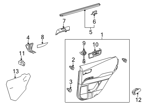 2012 Lexus RX350 Interior Trim - Rear Door Weatherstrip, Rear Door Glass, Inner RH Diagram for 68173-0E020