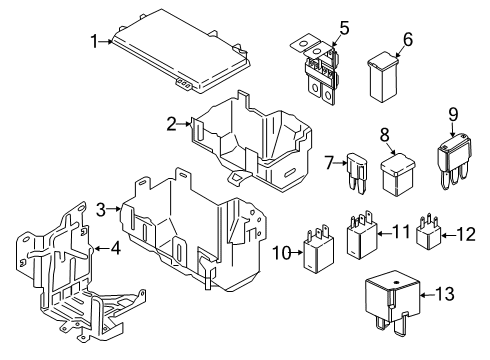 2019 Ford F-350 Super Duty Fuse & Relay Lower Cover Diagram for HU5Z-14A003-AB