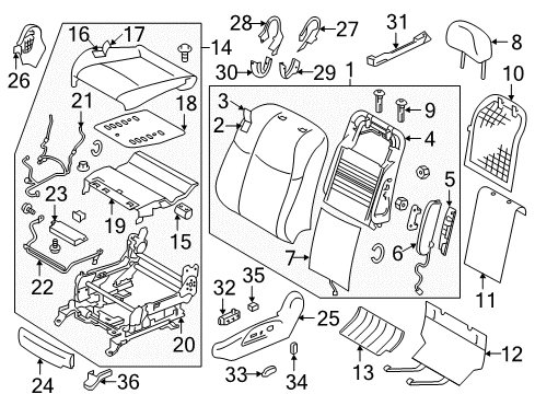 2012 Infiniti M35h Heated Seats Heat Seat Switch Assembly Diagram for 25500-1MA1C