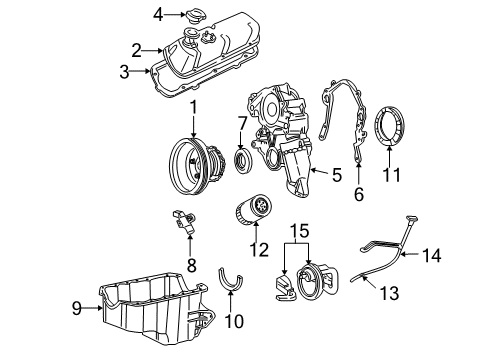 1998 Ford F-150 Engine Parts, Mounts, Cylinder Head & Valves, Camshaft & Timing, Oil Cooler, Oil Pan, Oil Pump, Crankshaft & Bearings, Pistons, Rings & Bearings Tube Assembly Diagram for F75Z-6754-EB
