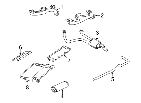 1998 Dodge B3500 Exhaust Components Pipe Tail Pipe 109. W.B. Diagram for 52103060