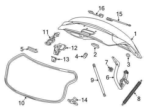 2019 Chevrolet Impala Trunk Lid Support Strut Diagram for 20998171