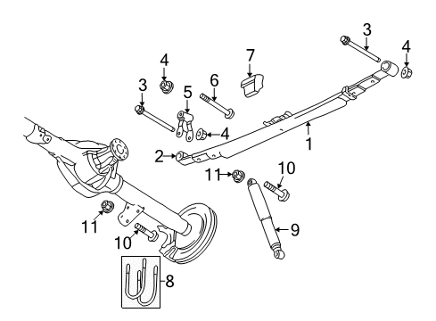 2010 Dodge Ram 3500 Rear Suspension Rear Leaf Spring Diagram for 68049049AB