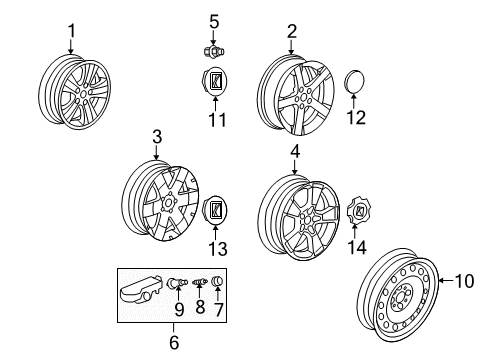 2010 Saturn Vue Wheels, Covers & Trim Wheel, Alloy Diagram for 96851720