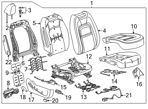 2017 GMC Canyon Passenger Seat Components Seat Back Heater Diagram for 13521718