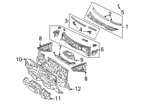 2004 Toyota RAV4 Cowl Dash Panel Diagram for 55101-42350