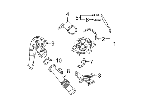 2007 Ford E-350 Super Duty Turbocharger Oil Feed Tube Diagram for 3C3Z-9T516-A