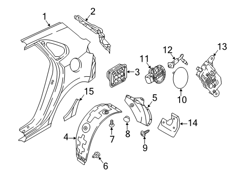 2019 Hyundai Elantra GT Quarter Panel & Components, Exterior Trim Actuator Assembly-Fuel Filler Door Diagram for 81550-G3000