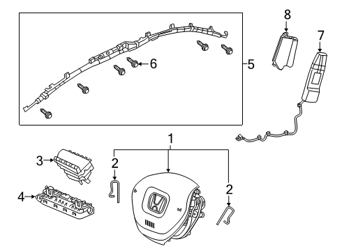 2021 Honda Accord Air Bag Components Reel Assembly, Cable Diagram for 77900-TVA-A12