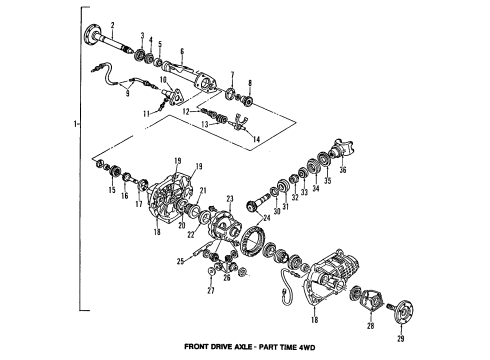 1993 Chevrolet S10 Front Axle, Axle Shafts & Joints, Differential, Drive Axles Cable, Front Drive Axle Diagram for 15654073