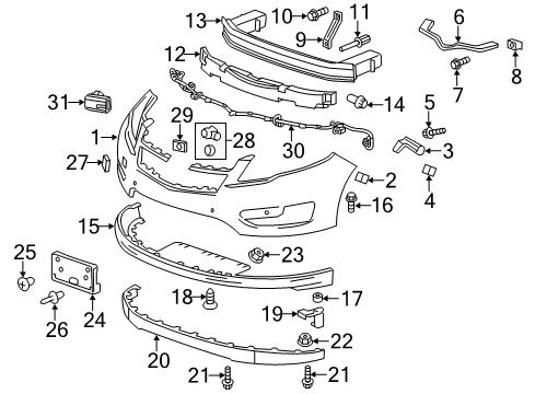 2014 Chevrolet Volt Parking Aid Park Sensor Retainer Diagram for 25999746