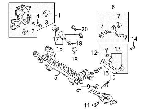 2008 Kia Amanti Rear Suspension Components, Lower Control Arm, Upper Control Arm, Stabilizer Bar Carrier Assembly-Rear Axle Diagram for 527103F600