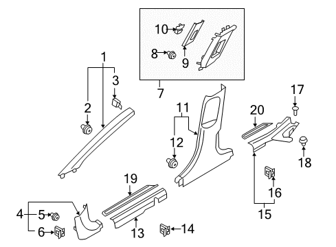 2019 Hyundai Elantra Interior Trim - Pillars, Rocker & Floor Trim Assembly-Front Pillar RH Diagram for 85820-F2000-TTX