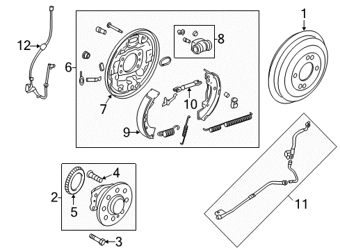 2016 Hyundai Accent Rear Brakes Drum Brake Assembly-Rear, LH Diagram for 58300-1R000