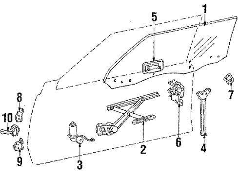 1986 Toyota Celica Door Glass & Hardware, Lock & Hardware Cylinder & Key Set, Door Lock, LH Diagram for 69052-20180