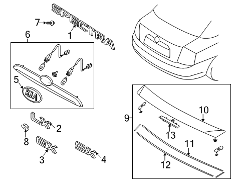 2008 Kia Spectra Spoiler, Exterior Trim Bolt-Flange Diagram for 1141706103