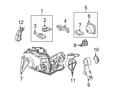 2002 Saturn LW200 Engine & Trans Mounting Mount Asm, Engine Front Diagram for 90575032