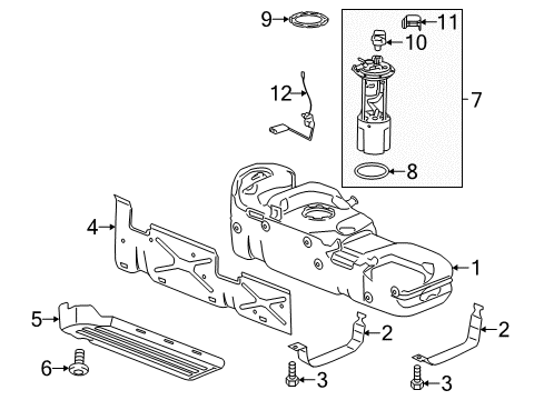 2015 GMC Sierra 1500 Senders Fuel Tank Fuel Pump Module Kit (W/O Fuel Level Sensor) Diagram for 13513408