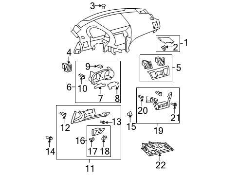2010 Toyota Highlander Cluster & Switches, Instrument Panel Blank Cover Diagram for 55538-0C010