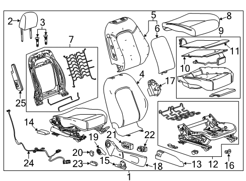 2014 Buick Encore Passenger Seat Components Recliner Handle Cap Diagram for 95078233