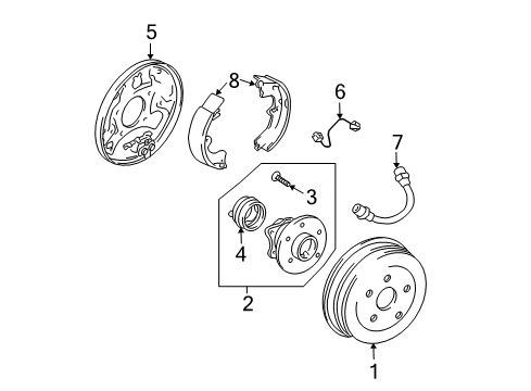 2005 Toyota Matrix Brake Components Brake Line Diagram for 47323-01030