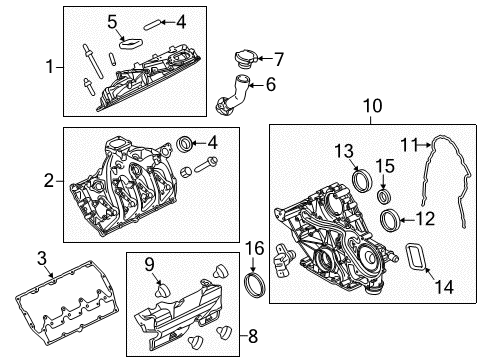 2011 Ford F-250 Super Duty Valve & Timing Covers Outer Cover Bolt Diagram for BC3Z-6N958-A