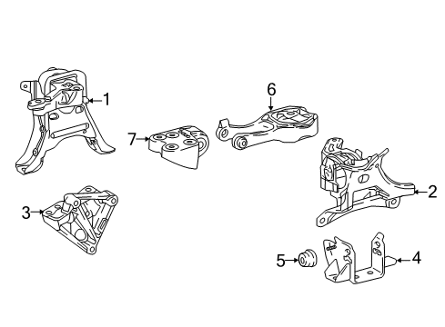 2018 Toyota C-HR Engine & Trans Mounting Damper Diagram for 12351-0T320