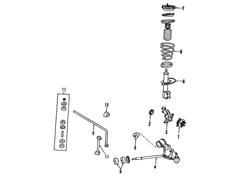 1994 Cadillac DeVille Front Suspension Components, Lower Control Arm, Ride Control, Stabilizer Bar Strut Asm, Front Suspension Kit Diagram for 22189452