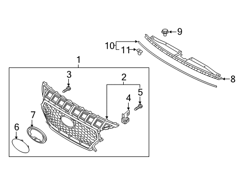 2019 Hyundai Elantra GT Grille & Components Strip Assembly-Front Bumper Upper Diagram for 86357-G3000