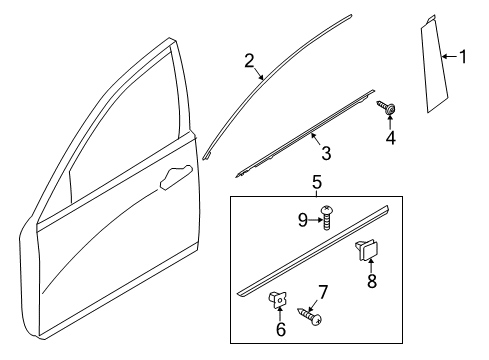 2015 Kia Cadenza Exterior Trim - Front Door WEATHERSTRIP Assembly-Front Door Belt Diagram for 822103R001
