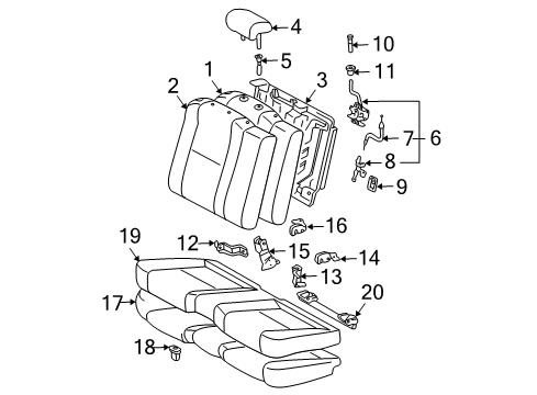 2008 Toyota Solara Rear Seat Components Seat Cushion Pad Diagram for 71503-AA040