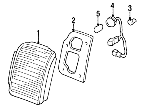 1997 Honda Accord Tail Lamps Gasket, L. Base Diagram for 34158-SV4-A01