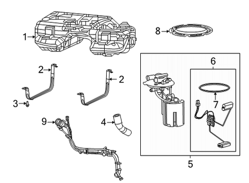 2021 Chrysler Pacifica Fuel System Components Fuel PUMP/LEVEL Unit Diagram for 52029953AA