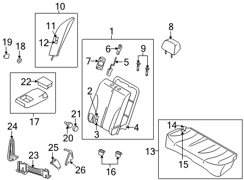 2008 Nissan Versa Rear Seat Striker Assy-Rear Seat, RH Diagram for 88642-EM00A