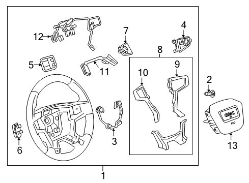 2022 GMC Acadia Steering Wheel & Trim Module Diagram for 84681360