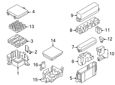2016 Nissan Leaf Electrical Components Control Unit-IPDM Engine Room Diagram for 284B7-9RB3A