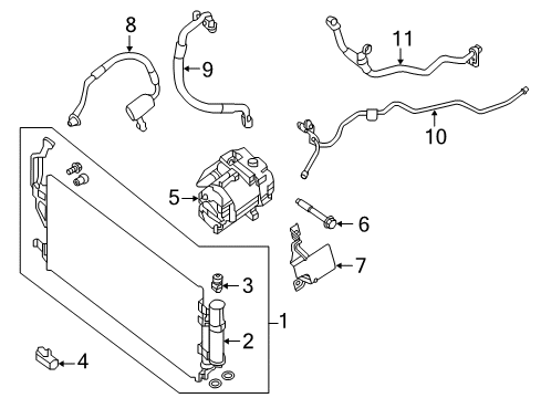 2017 Nissan Leaf A/C Condenser, Compressor & Lines Condenser & Liquid Tank Assy Diagram for 92100-3NF0B