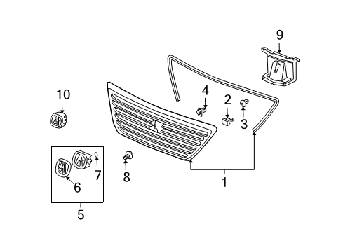 2000 Acura RL Grille & Components Nut, Push (8MM) Diagram for 33701-S10-A00