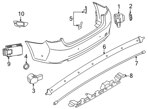 2020 BMW M235i xDrive Gran Coupe Electrical Components - Rear Bumper ULTRASONIC SENSOR, SEASIDE B Diagram for 66209473495