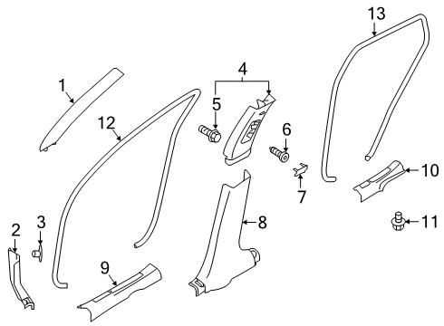 2020 Infiniti QX50 Interior Trim - Pillars, Rocker & Floor Garnish Assy-Front Pillar, LH Diagram for 76912-5NA1A