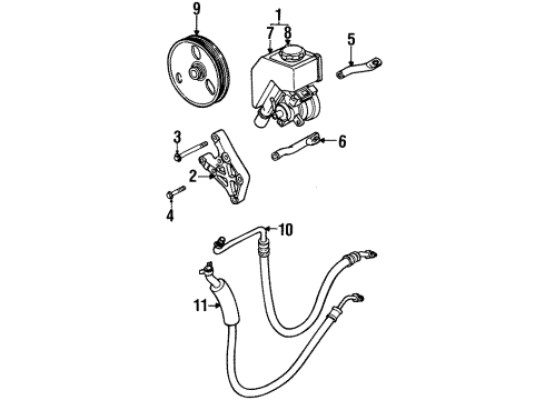 1999 Saturn SL2 P/S Pump & Hoses, Steering Gear & Linkage Hose Asm, P/S Gear Inlet Diagram for 21010152