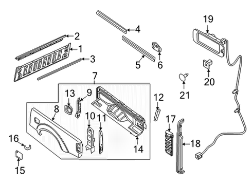 2022 Nissan Frontier Front & Side Panels Screw Diagram for 01454-N5031