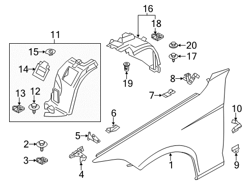 2013 BMW X1 Fender & Components Cover, Wheel Arch, Frontsection, Front Left Diagram for 51717290159