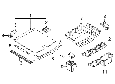 2015 BMW X6 Interior Trim - Rear Body Hinge Bracket Floor Carpet Diagram for 51477415419