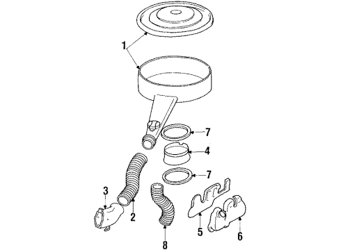 1985 Cadillac Seville Air Inlet Hose-A/C Air Side Outlet Diagram for 14052301