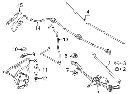 2019 BMW M5 Headlamp Washers/Wipers Nozzle Chain, Windscreen Washer System Diagram for 61667388756