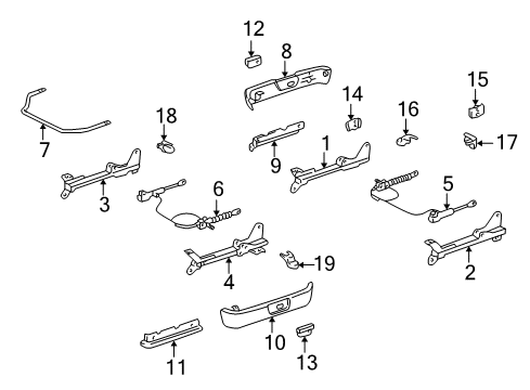 2001 Toyota Camry Tracks & Components Recliner Adjuster Diagram for 72520-AA010